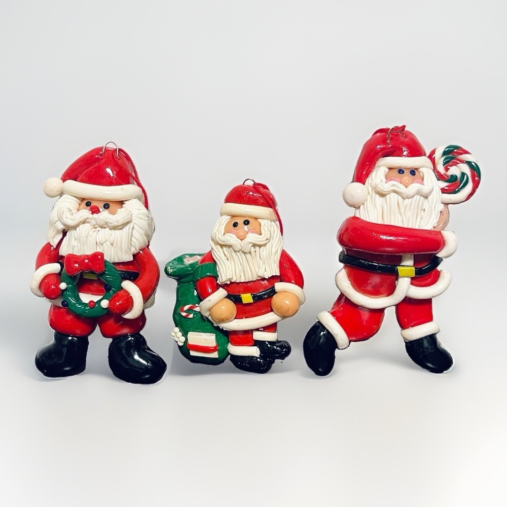 Vintage Christmas Tree Ornament Salt Dough Santa